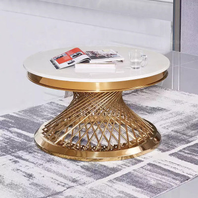 Table basse Design Salon Luxe acier inoxydable Tables d'appoint rondes Mobilier