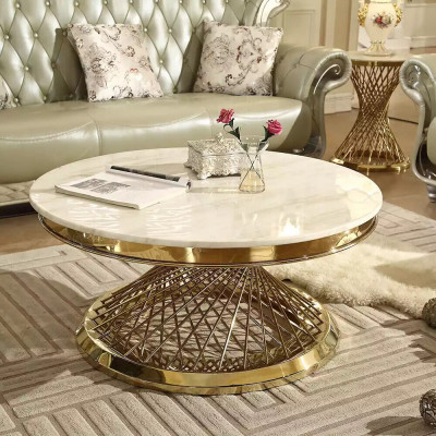 Table basse Design Salon Luxe acier inoxydable Tables d'appoint rondes Mobilier