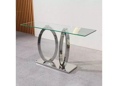 Table console de luxe Designer Consoles en acier inoxydable avec design en verre