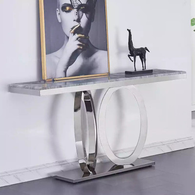 Table console de luxe Designer Consoles en acier inoxydable avec design en verre