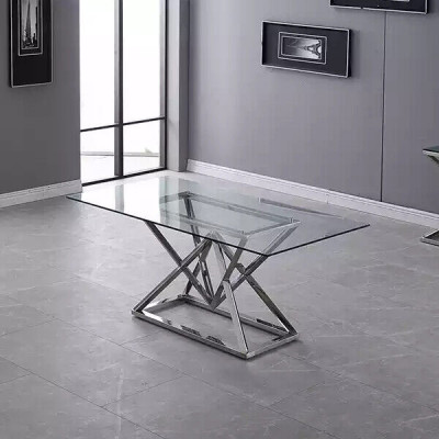 Table en verre Colonnes Tables Tables en argent Tables en verre Table Meubles de luxe 180x90