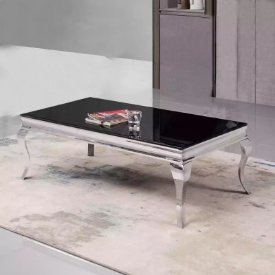 Table basse Design Salon Table luxe Table Canapé Table d'appoint 130x70 Argent