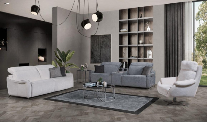Ensemble de salon luxueux 2 canapés 3 places avec système audio et fauteuil