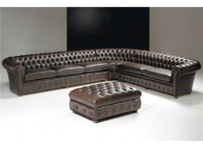 Canapé d'angle classique Canapé d'angle Canapé Sofa Rembourrage en cuir Siège Chesterfield Suite