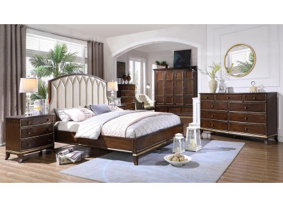 Lit 2x Tables de chevet Commode Ensemble de chambre Design Luxe neuf 4 pièces