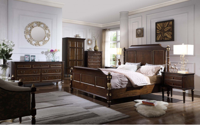 Chambre à coucher Ensemble Lit 2x Tables de chevet Luxe neuf 3 pièces Design Moderne Bois