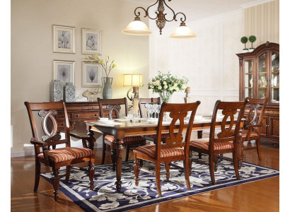 Salle à manger Table à manger 4x Chaise 2x Chaise Suite Ensemble de 7 pièces de meubles en bois de luxe
