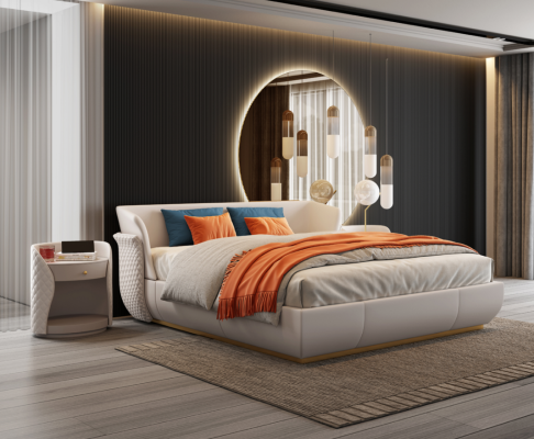 Conception de tapisserie de lit lits doubles de luxe chambre à coucher 180x200cm nouveau