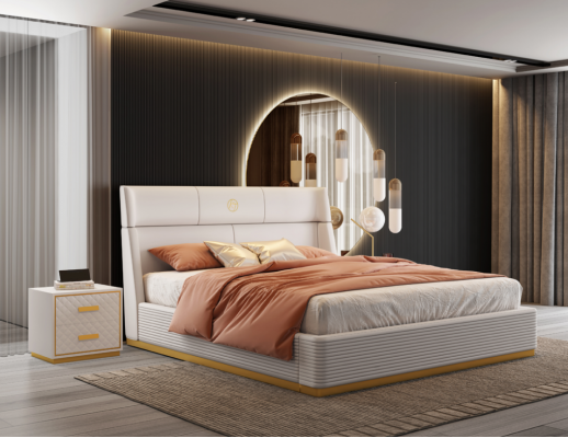 Lit de concepteur Chambre à coucher Lit double Lits Luxe Rembourrage Hôtel nouveau