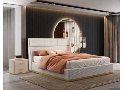 Lit de concepteur Chambre à coucher Lit double Lits Luxe Rembourrage Hôtel nouveau