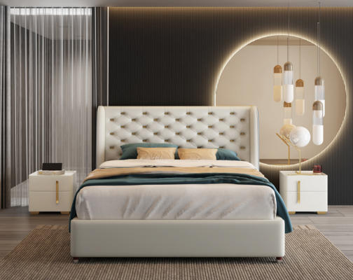 Chambre Mobilier Lit Lit design Cadre de lit Lits doubles Élégance Bois