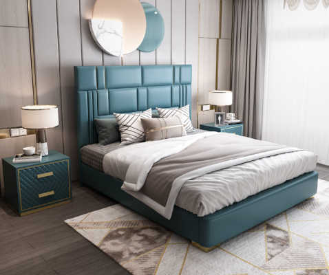 Lit de designer Chambre en similicuir Hôtel de luxe Mobilier rembourré de designer