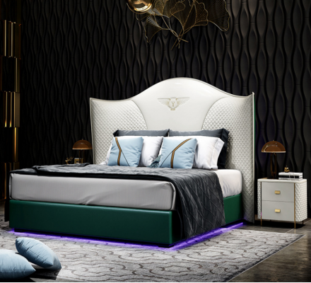 Conception de mobilier en bois moderne de chambre d'hôtel de luxe double avec rembourrage