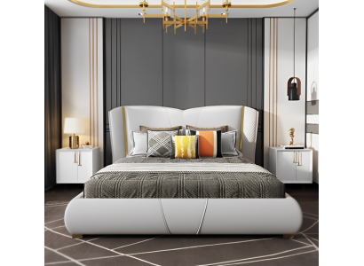 Conception de literie de lit, lits doubles de luxe pour hôtel, chambre de sommeil, meubles en bois