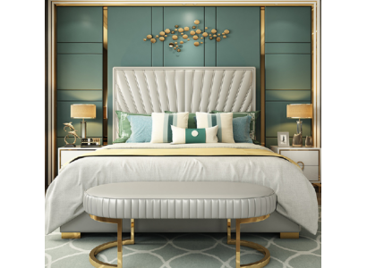 Lit de design en bois Double de luxe cadre de lit d'hôtel moderne Chambre de sommeil nouvelle