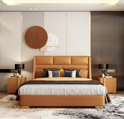Lit double Chambre Lit Mobilier de luxe Double Hôtel Ameublement 180x200