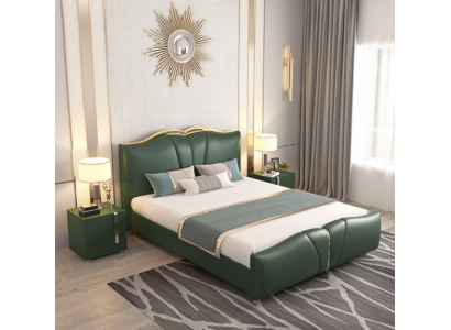 Lit Meuble de luxe Cadre de lit Bois Ameublement de chambre en cuir synthétique neuf
