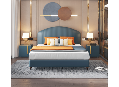 Lit Chambre Luxe Lit double Bleu Design Moderne Lits Hôtel