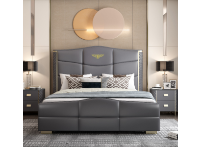Lit double de design, mobilier de chambre de luxe pour hôtel moderne, cadre de lit