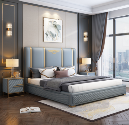 Lit double Lit de luxe en bois Cadre de lit et mobilier de design moderne