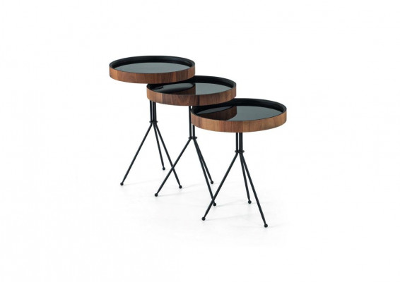 Ensemble de 3 tables basses noires Tables d'appoint Tables Tables rondes Salon