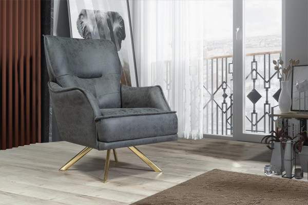 Gris un fauteuil club exclusif à un seul siège de luxe 1 place