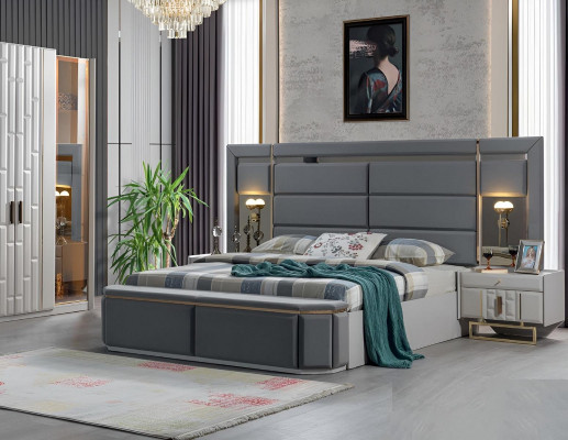 Chambre Ensemble complet de lit 2x Tables de nuit nouveau Ensemble de meubles de luxe Mobilier