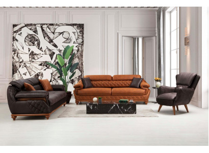 Salon complet moderne 3 pièces comprenant 2 canapés 3 places et 1 fauteuil de luxe neuf.