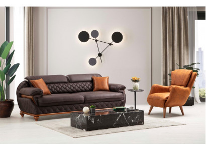 Ensemble de salon complet moderne Fauteuil Canapé Canapé Revêtement de siège Trois places