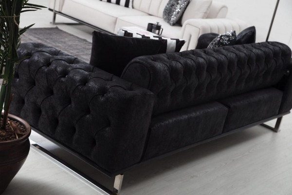 Ensemble de salon 2x canapé trois places style Chesterfield fauteuil design de luxe de meubles