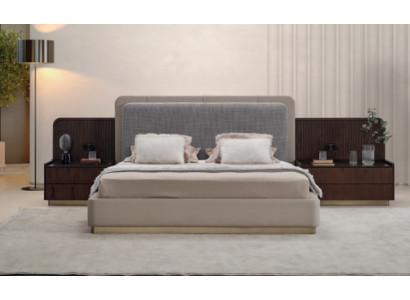 Ensemble de chambre à coucher de luxe Lit complet + 2x tables de chevet Ensemble moderne de 3 pièces.