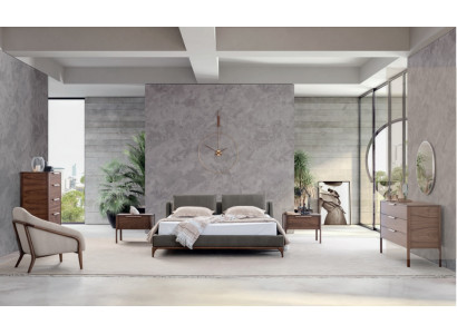 Chambre Ensemble complet Lit 2x Tables de chevet Commode Armoire Moderne