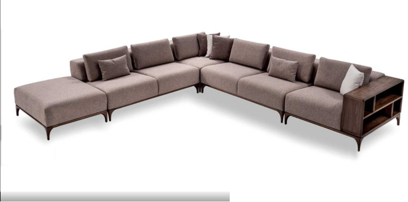 Ensemble salon de luxe 2 pièces canapé d'angle en forme de L avec table basse design moderne