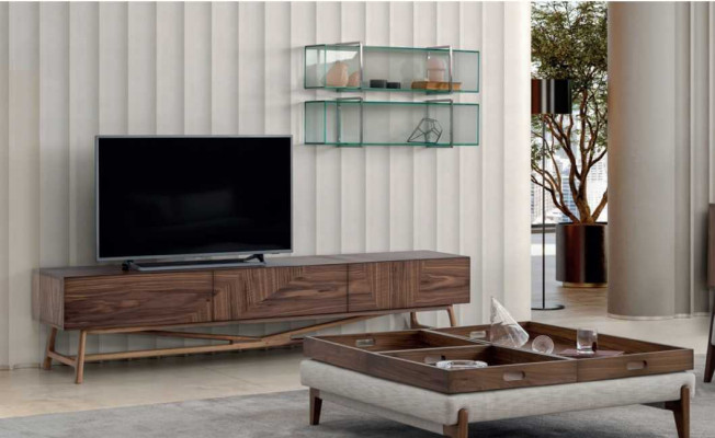 Salle de séjour TV bas avec 2x étagère murale, design de luxe Sideboard unité murale