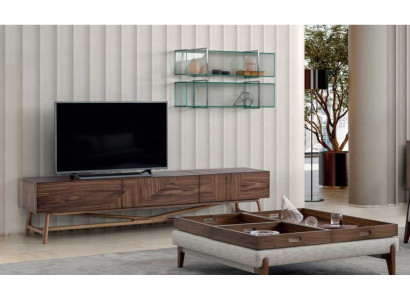 Salle de séjour TV bas avec 2x étagère murale, design de luxe Sideboard unité murale
