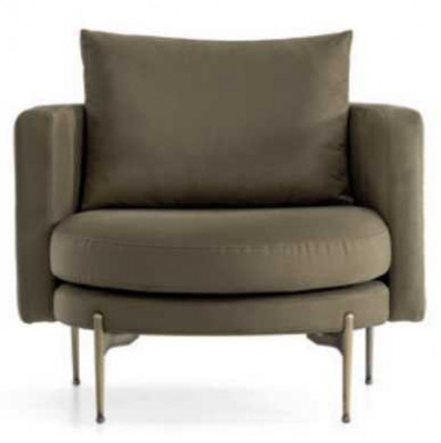 Fauteuil pour Salon Design Moderne en Bois avec Textile Rond Lounge Club