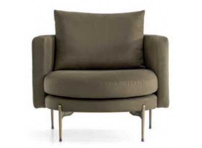 Fauteuil pour Salon Design Moderne en Bois avec Textile Rond Lounge Club
