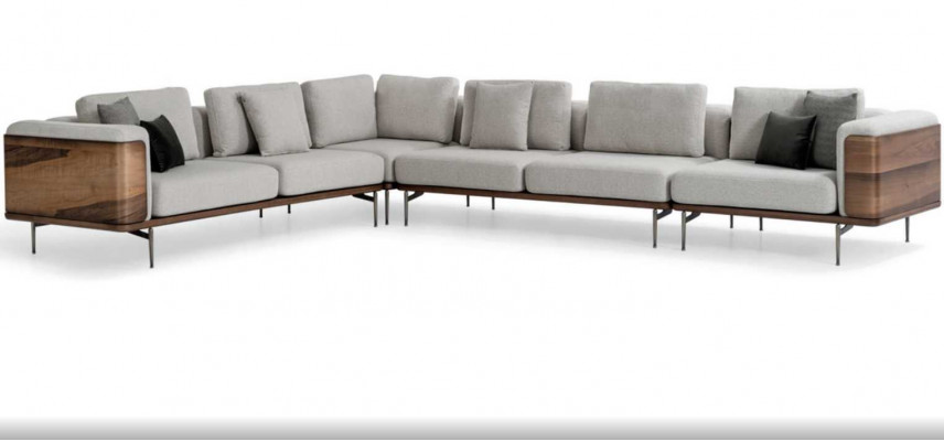 Salon Canapé d'angle en forme de L Bois Moderne avec un design de luxe Ensemble d'angle