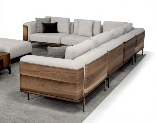 Salon Canapé d'angle en forme de L Bois Moderne avec un design de luxe Ensemble d'angle