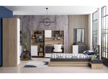 Chambre d'enfants Mobilier pour enfants Suite Lit d'enfants Lit Bois Gris Ensemble 10 pièces