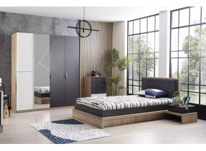 Meubles de chambre d'enfants Lit pour enfants Chambre d'enfants Lit Gris Ensemble de 4 pièces Suite
