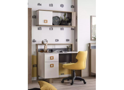 Suite Bureau Chambre d'enfants Ensemble 2 pièces Étagère Ordinateur Bois Blanc