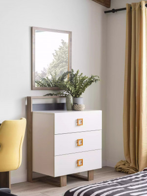 Groupe de commodes avec miroir Commodes Bois Blanc Chambre d'enfant Ensemble de garde-robe
