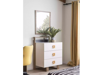 Groupe de commodes avec miroir Commodes Bois Blanc Chambre d'enfant Ensemble de garde-robe