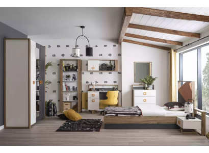Suite Lit Enfants Mobilier pour enfants Chambre d'enfant Lit Bois Gris Ensemble 9 pièces
