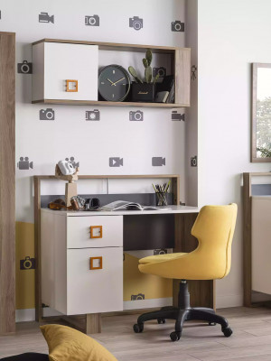Suite de meubles pour enfants Lit pour enfants Lit de chambre d'enfants en bois gris ensemble de 9 pièces