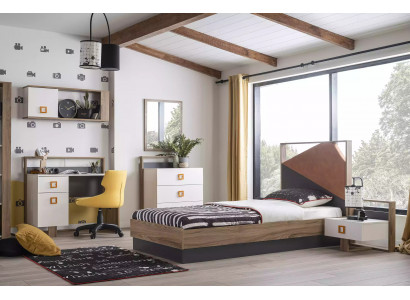Chambre d'enfants Suite Lit d'enfant Mobilier pour enfants Lit Bois Gris Ensemble 6 pièces