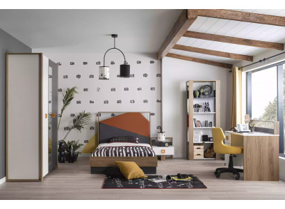 Structure de lit Chambre d'enfant Ensemble Suite Lit Bureau Gris 5 pièces en bois