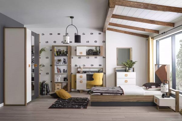 Structure de lit Chambre d'enfant Ensemble Suite Lit Bureau Gris 5 pièces en bois