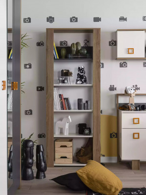 Bibliothèque de bureau pour enfants en bois brun - Ensemble de 3 pièces - Fauteuil